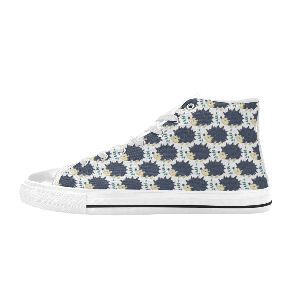 Hedgehog Print Design LKS401 High Top Women's White Shoes