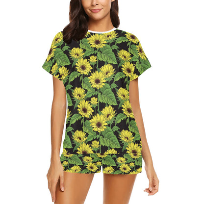 Sunflower Print Design LKS3010 Women's Short Pajama Set