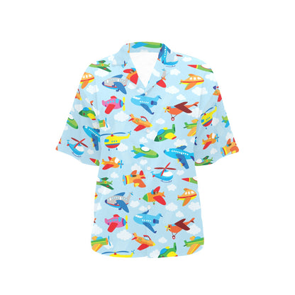 Airplane Colorful Pattern Print Design 01 Women's Hawaiian Shirt