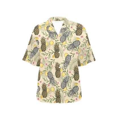Pineapple Pattern Print Design PP012 Women's Hawaiian Shirt