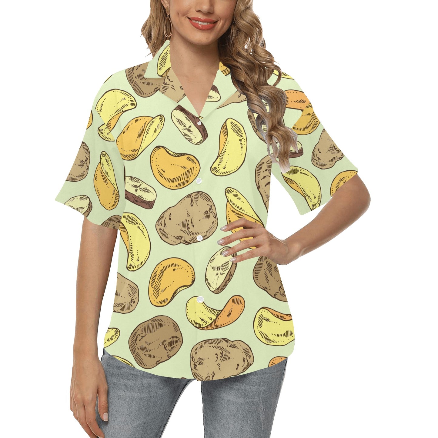 Potato Pattern Print Design A03 Women's Hawaiian Shirt
