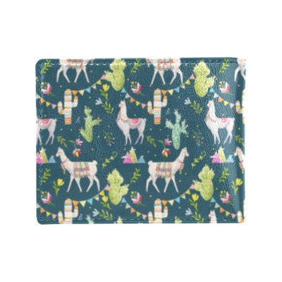 Llama with Cactus Design Print Men's ID Card Wallet