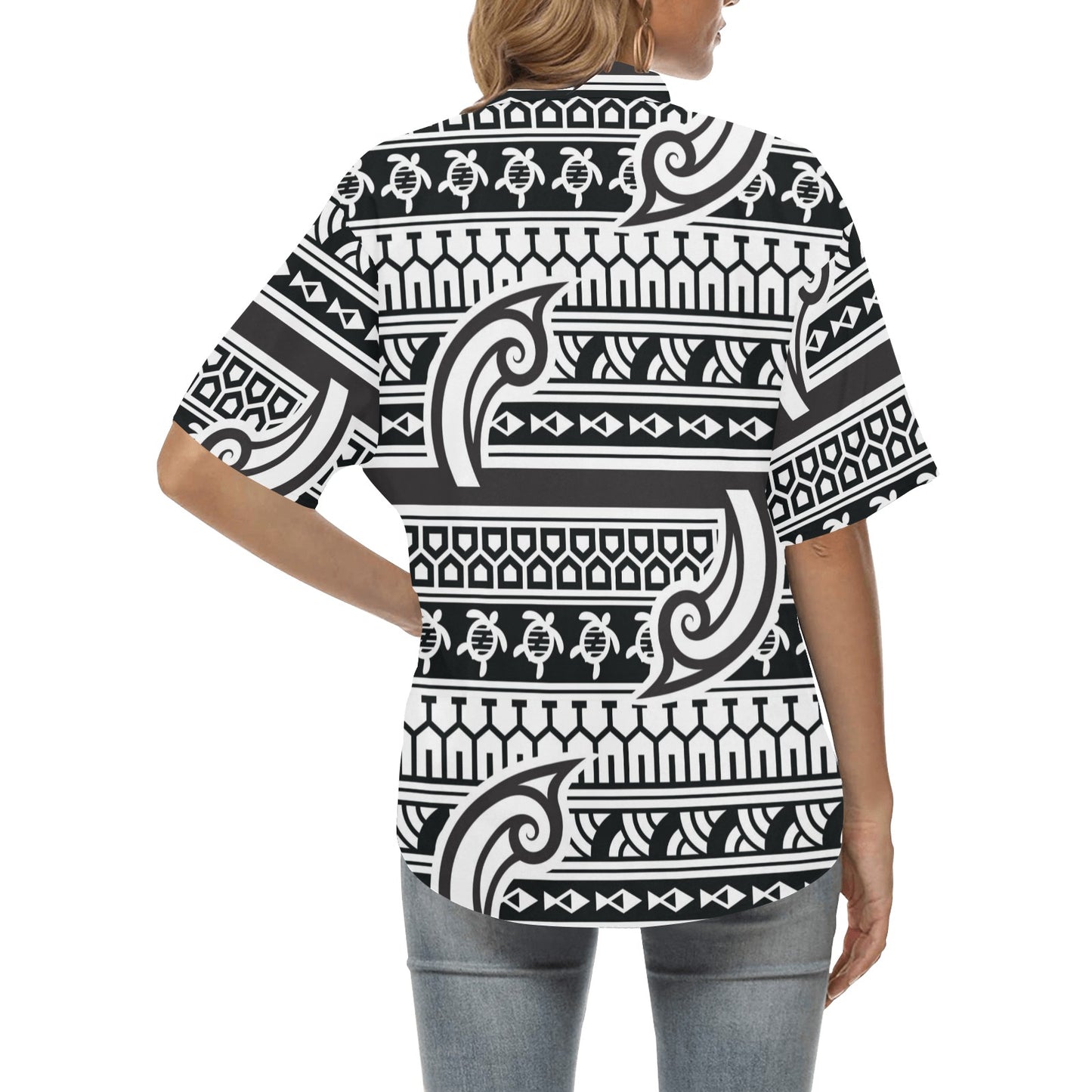 Samoan Style Print Design LKS305 Women's Hawaiian Shirt