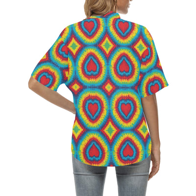 Tie Dye Heart shape Women's Hawaiian Shirt