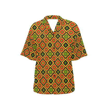Rasta Reggae Color Pattern Women's Hawaiian Shirt
