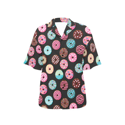 Donut Pattern Print Design DN02 Women's Hawaiian Shirt