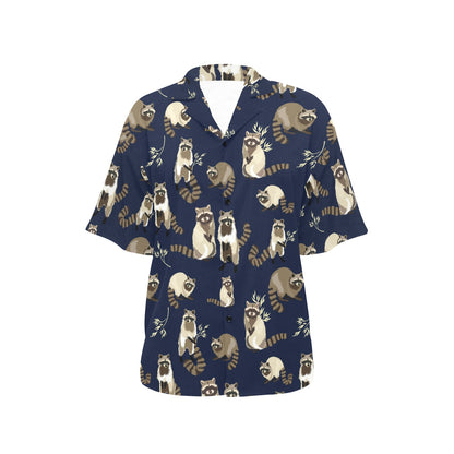 Raccoon Pattern Print Design A06 Women's Hawaiian Shirt