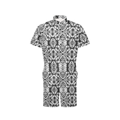 Tie Dye Black White Design Print Men's Romper