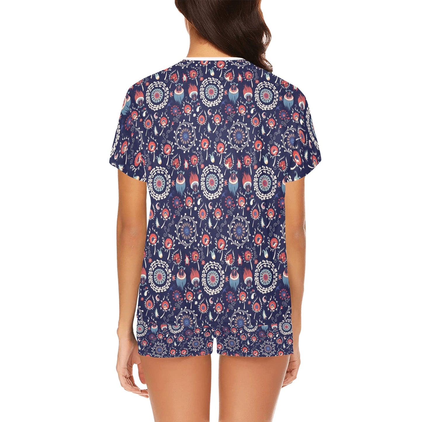 Suzani Print Design LKS305 Women's Short Pajama Set