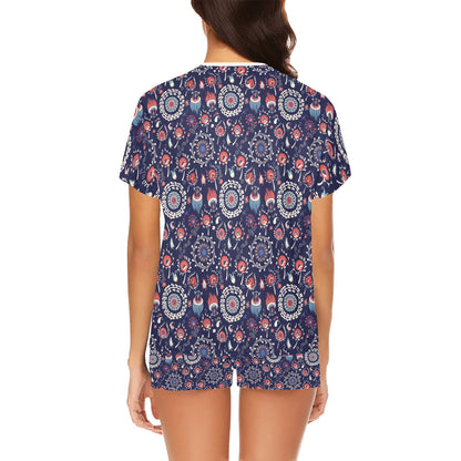 Suzani Print Design LKS305 Women's Short Pajama Set