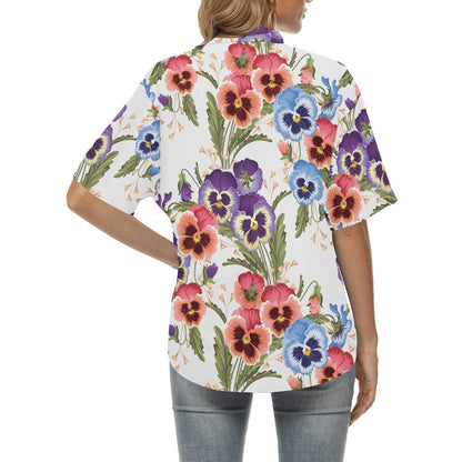 Pansy Pattern Print Design PS06 Women's Hawaiian Shirt