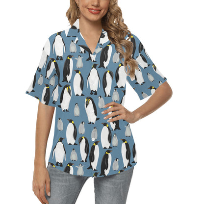 Penguin Pattern Print Design A03 Women's Hawaiian Shirt