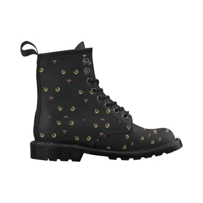 Black Cat Face Print Pattern Women's Boots