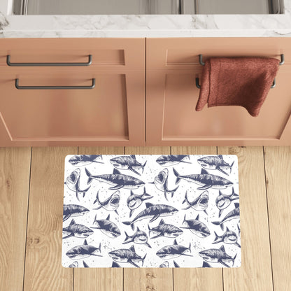Great White Shark Pattern Print Design 02 Kitchen Mat