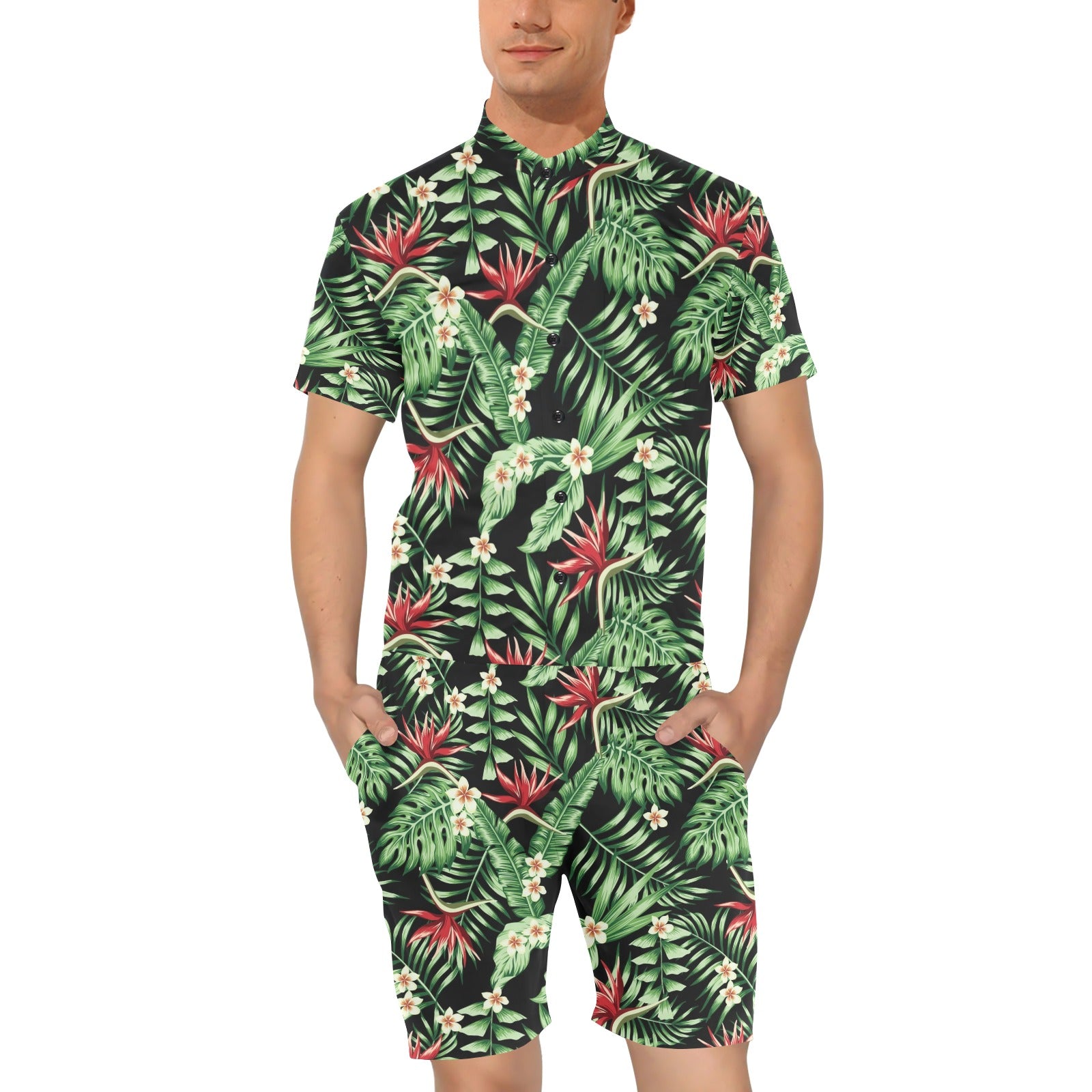 Bird Of Paradise Pattern Print Design BOP05 Men's Romper