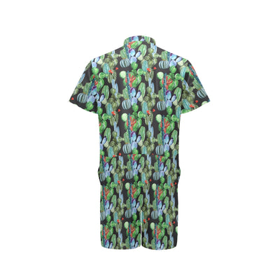 Cactus Watercolor Style Print Men's Romper