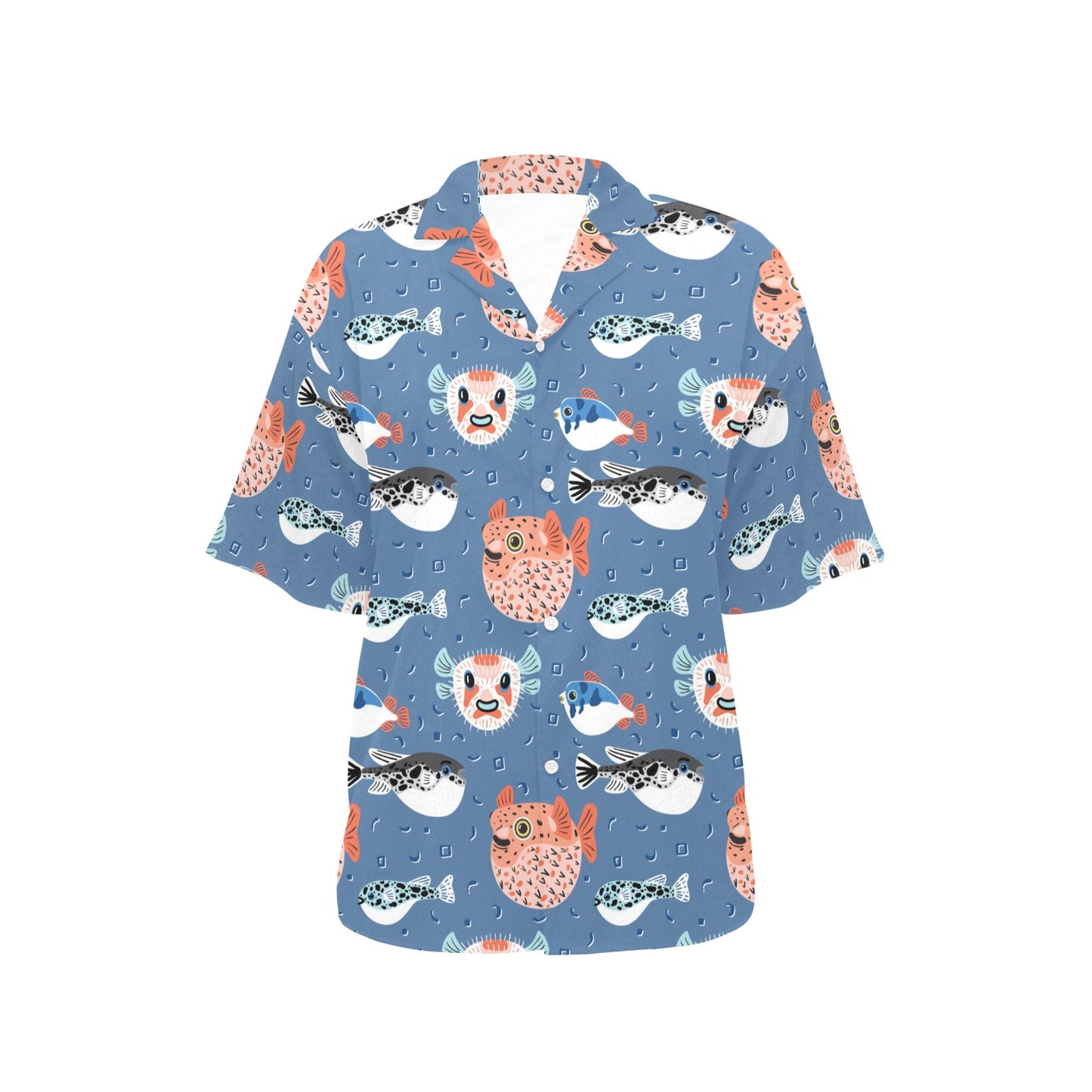 Fugu Pattern Print Design 02 Women's Hawaiian Shirt