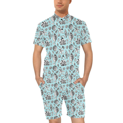 Seashell Beach Print Design LKS302 Men's Romper