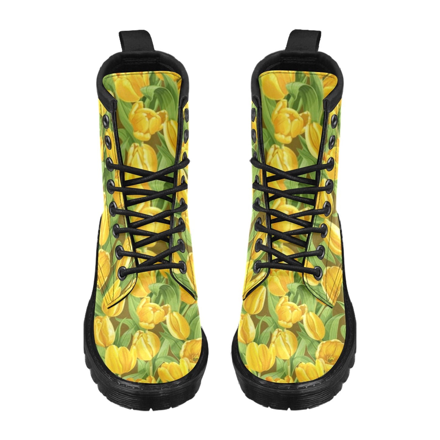 Tulip Yellow Pattern Print Design TP010 Women's Boots