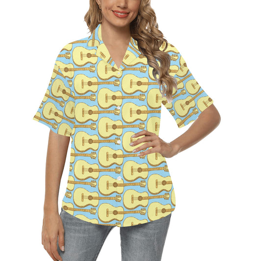 Acoustic Guitar Pattern Print Design 03 Women's Hawaiian Shirt