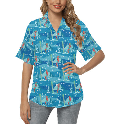 Snowboard Print Design LKS301 Women's Hawaiian Shirt