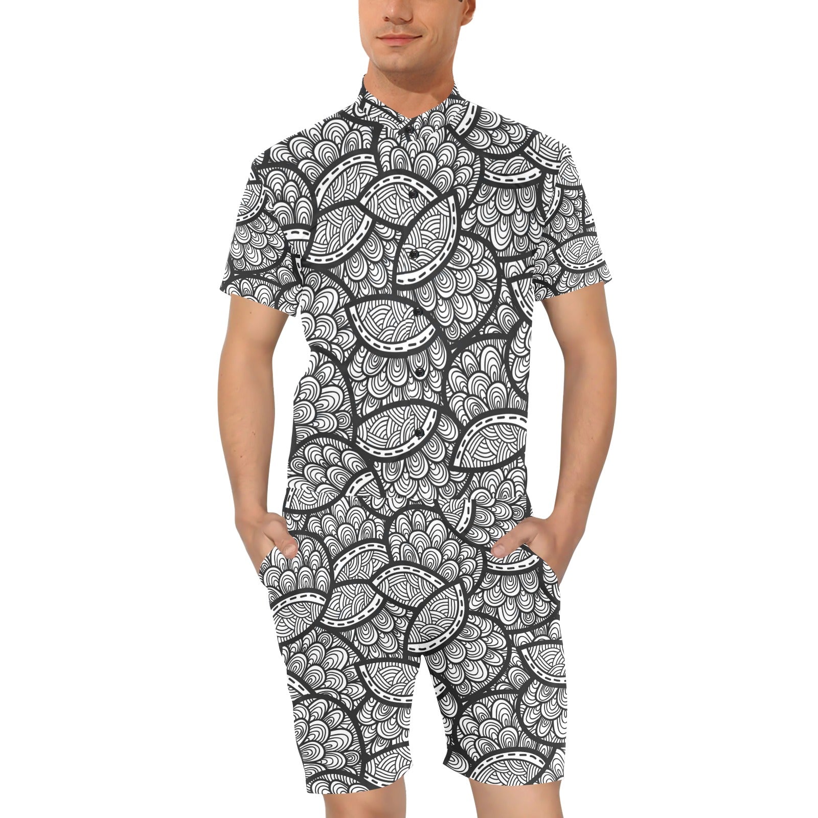 Polynesian Pattern Print Design A01 Men's Romper