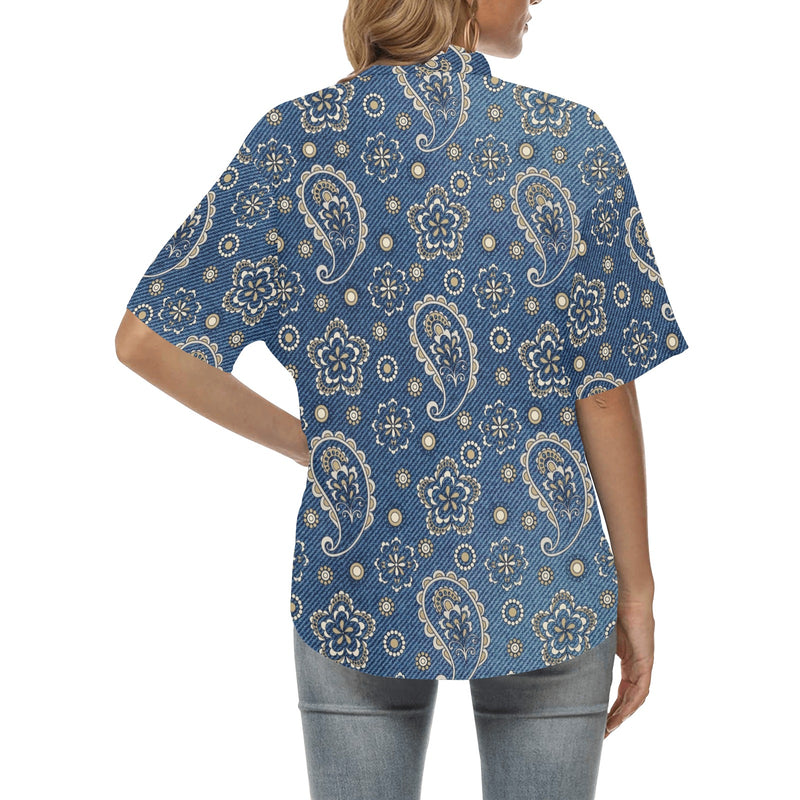Jean Paisley Pattern Print Design 01 Women's Hawaiian Shirt