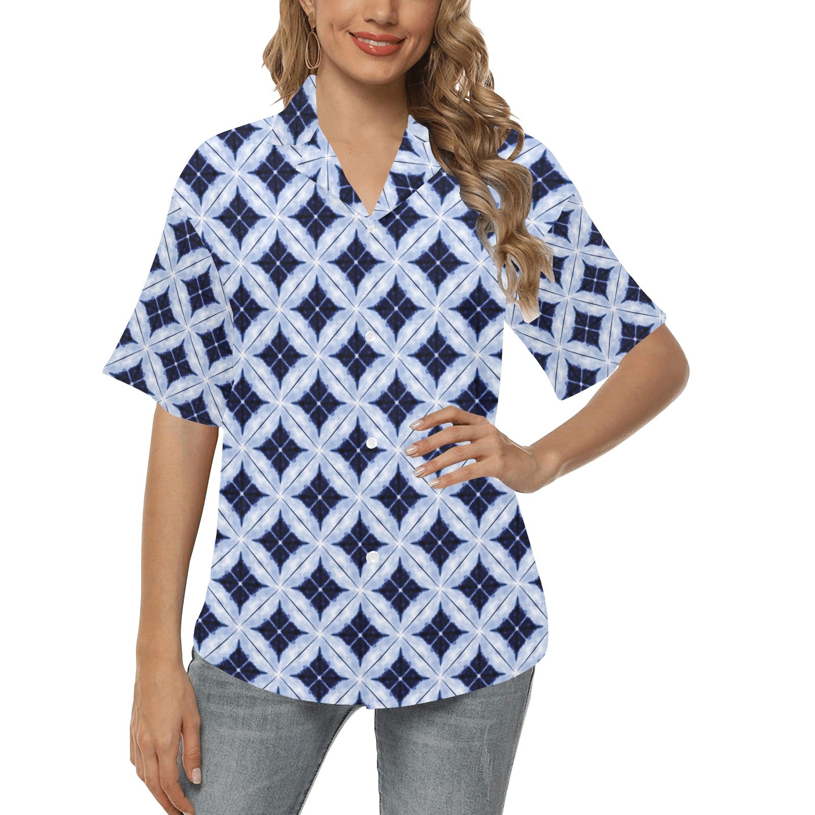 Tie Dye Print Design LKS308 Women's Hawaiian Shirt