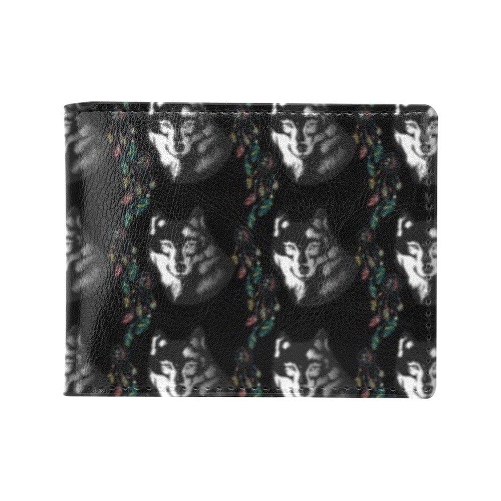 Wolf Black Dream Catcher Design Print Men's ID Card Wallet