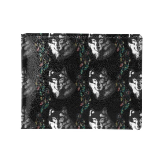 Wolf Black Dream Catcher Design Print Men's ID Card Wallet