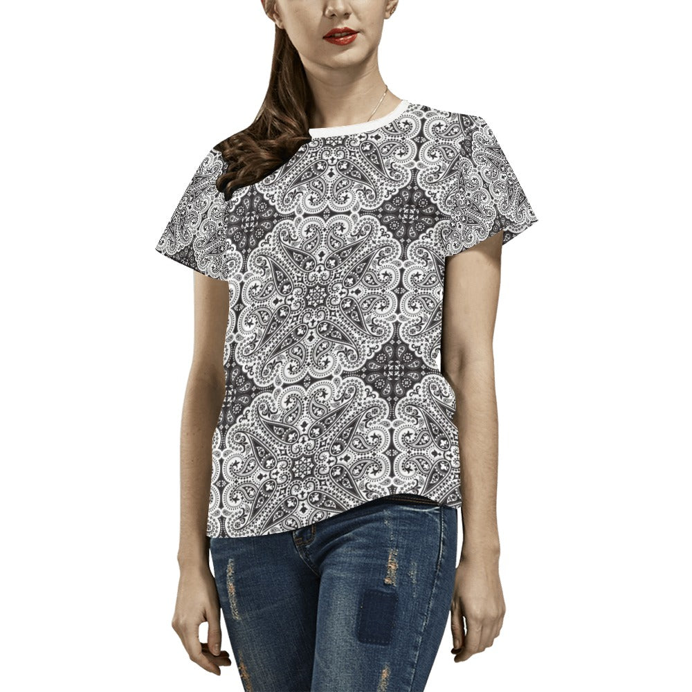 Bandana Print Design LKS309 Women's  T-shirt
