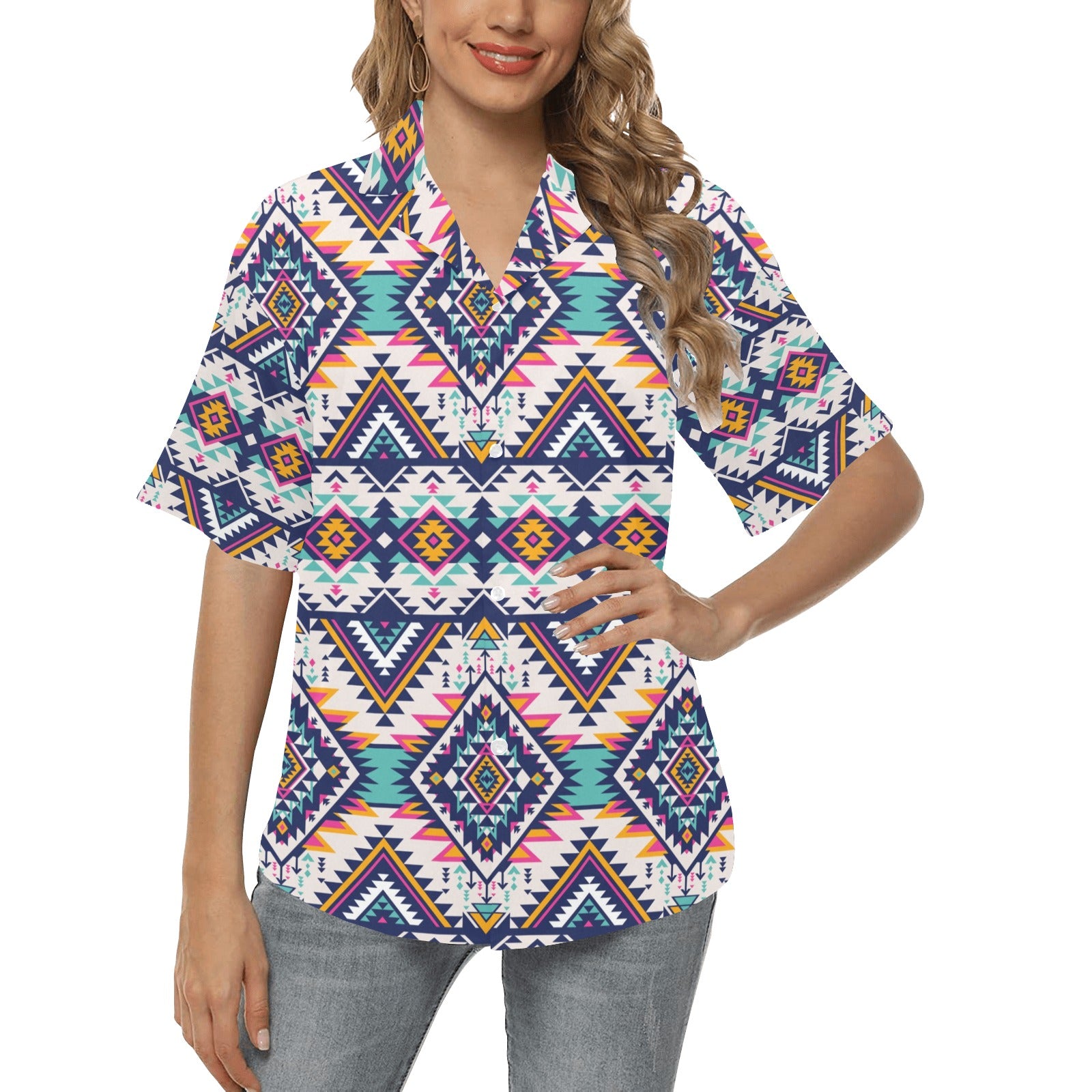 Tribal Aztec native american Women's Hawaiian Shirt