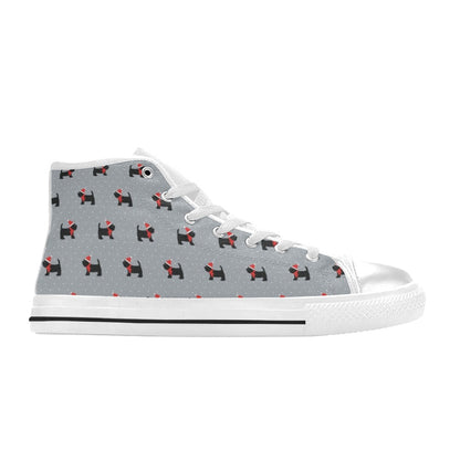 Scottish Christmas Themed Terriers Print Design LKS3018 High Top Women's White Shoes
