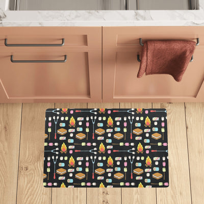 Camping Campfire Marshmallows Kitchen Mat