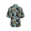 Gold Glitter Cyan Tropical Palm Leaves Women's Hawaiian Shirt