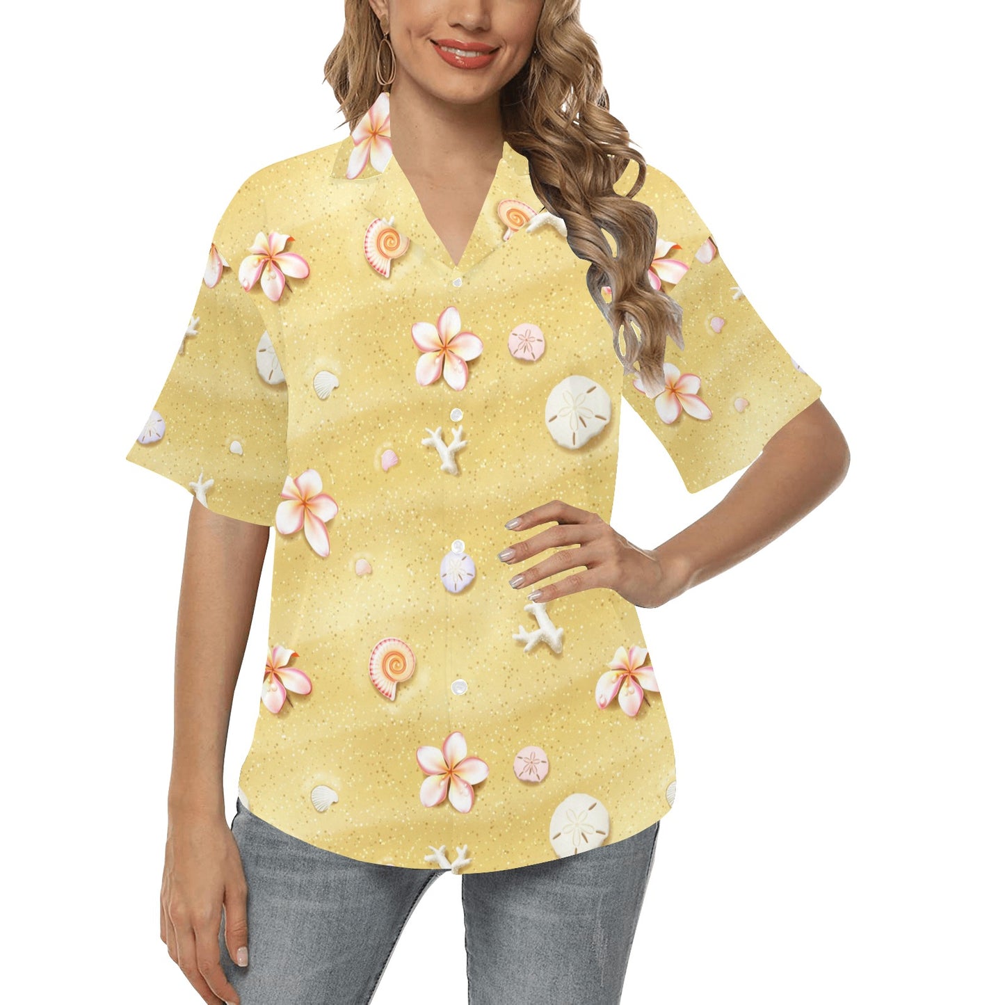 Beach Theme Print Women's Hawaiian Shirt