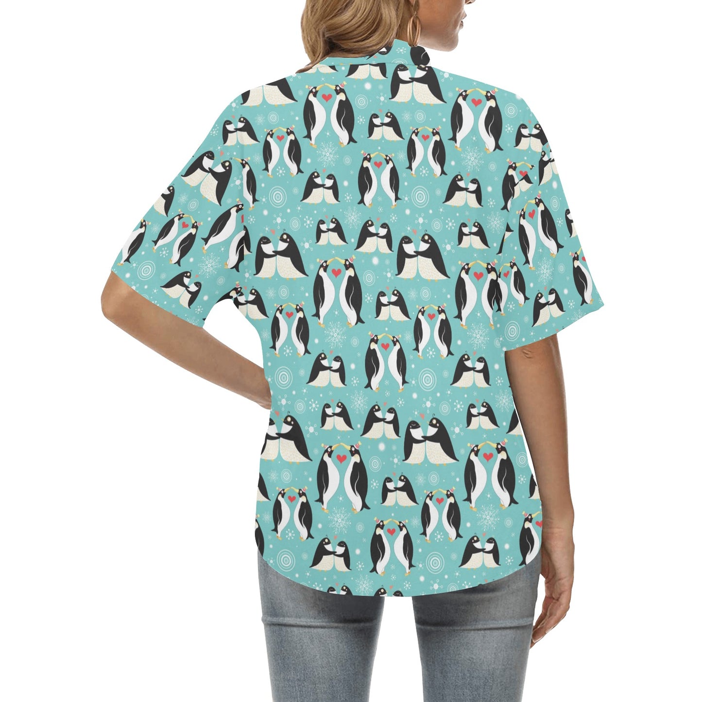 Penguin Love Print Women's Hawaiian Shirt