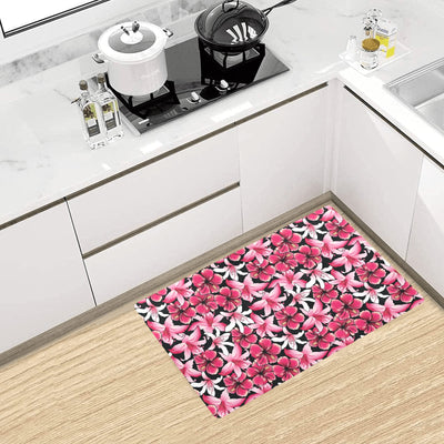 Flower Hawaiian Pink Red Hibiscus Print Kitchen Mat