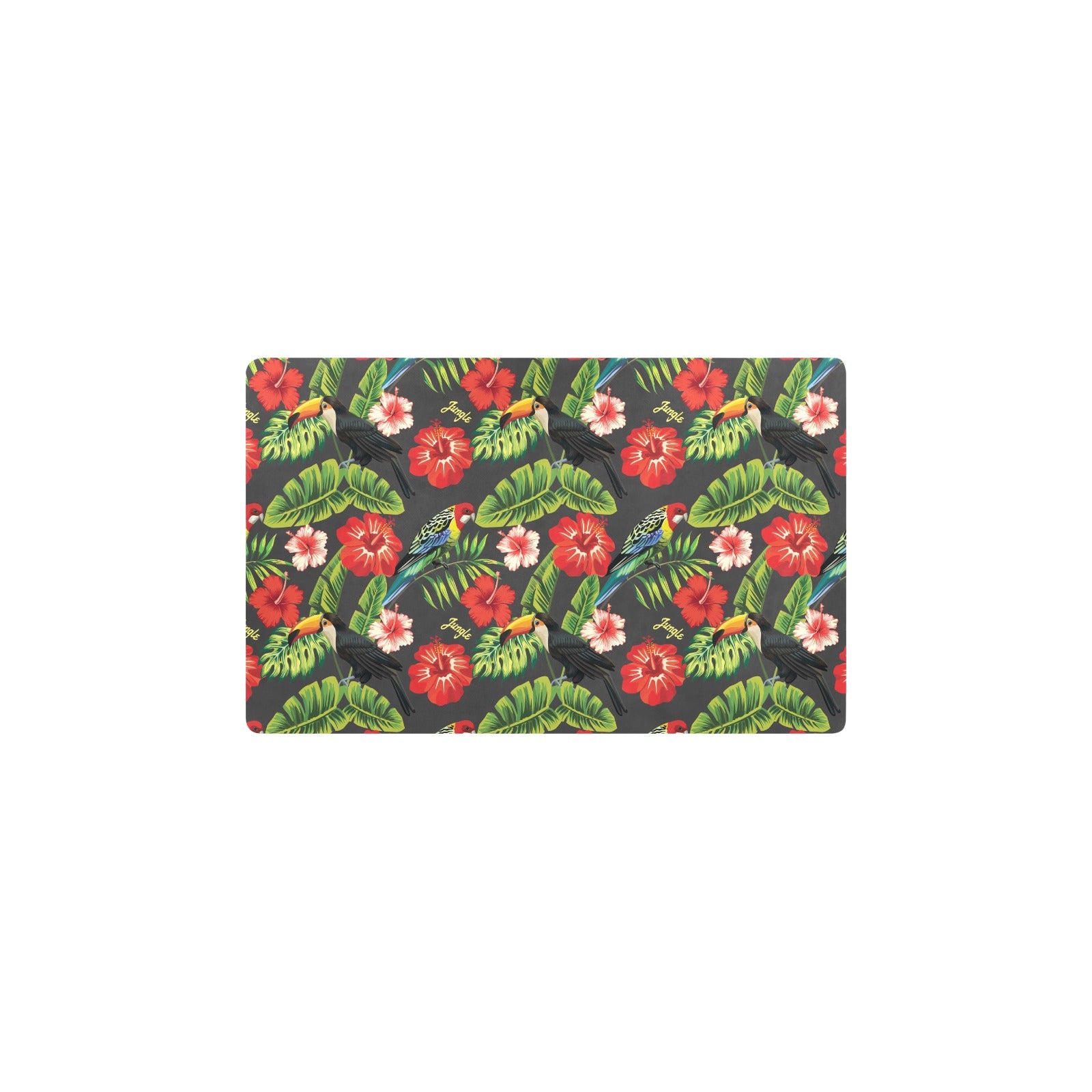 Hibiscus Red With Parrotprint Design LKS303 Kitchen Mat