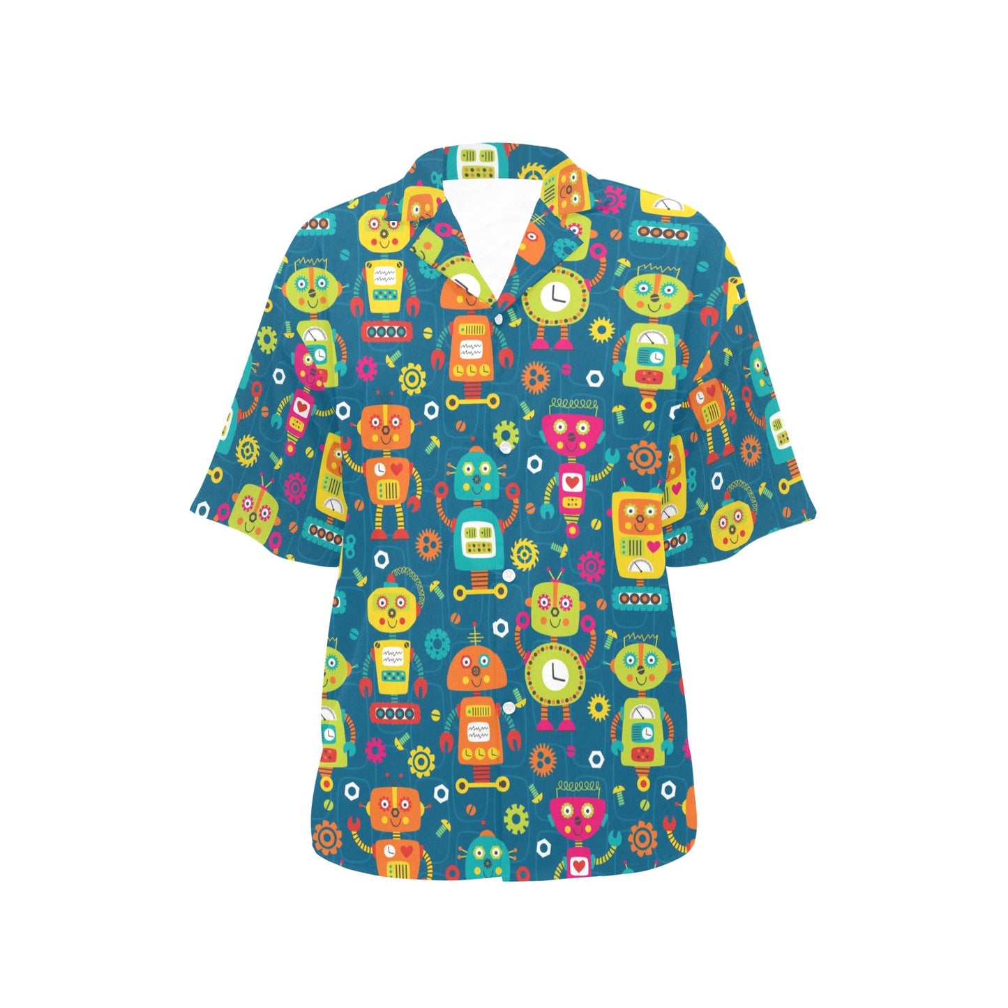 Robot Pattern Print Design A04 Women's Hawaiian Shirt