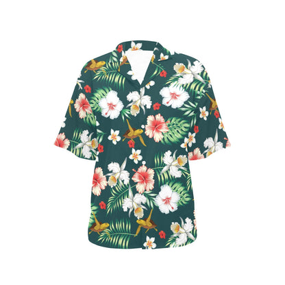 Hawaiian Flower Design with SeaTurtle Print Women's Hawaiian Shirt