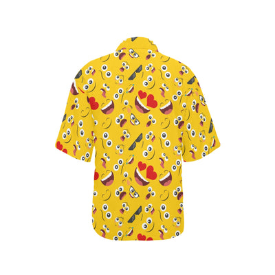 Emoji Face Print Pattern Women's Hawaiian Shirt