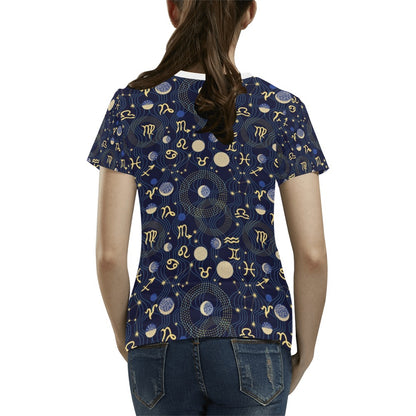 Zodiac Print Design LKS302 Women's  T-shirt