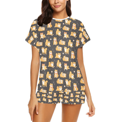 Shiba Inu Print Design LKS309 Women's Short Pajama Set