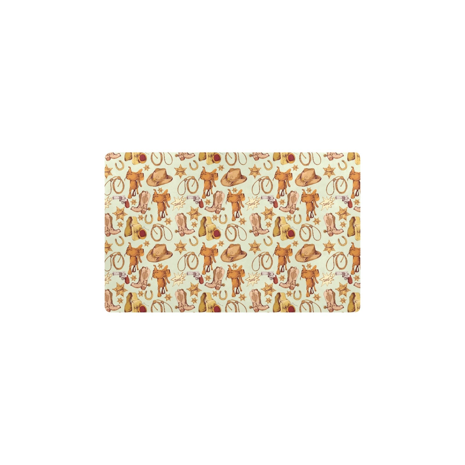 Western Cowboy Design Pattern Kitchen Mat