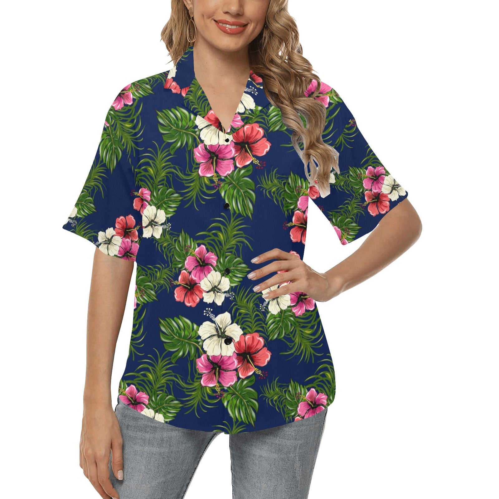 Hibiscus Pattern Print Design HB028 Women's Hawaiian Shirt