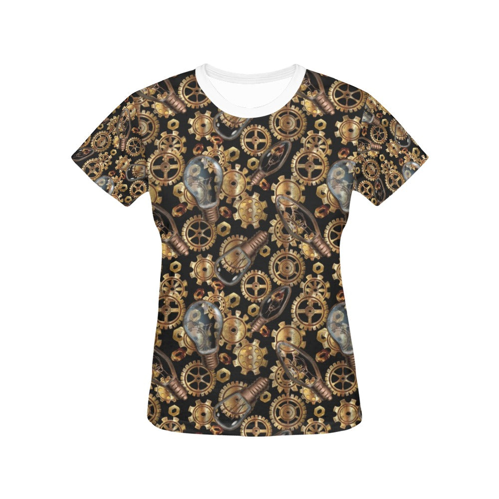 Steampunk Lightbulb Print Design LKS304 Women's  T-shirt