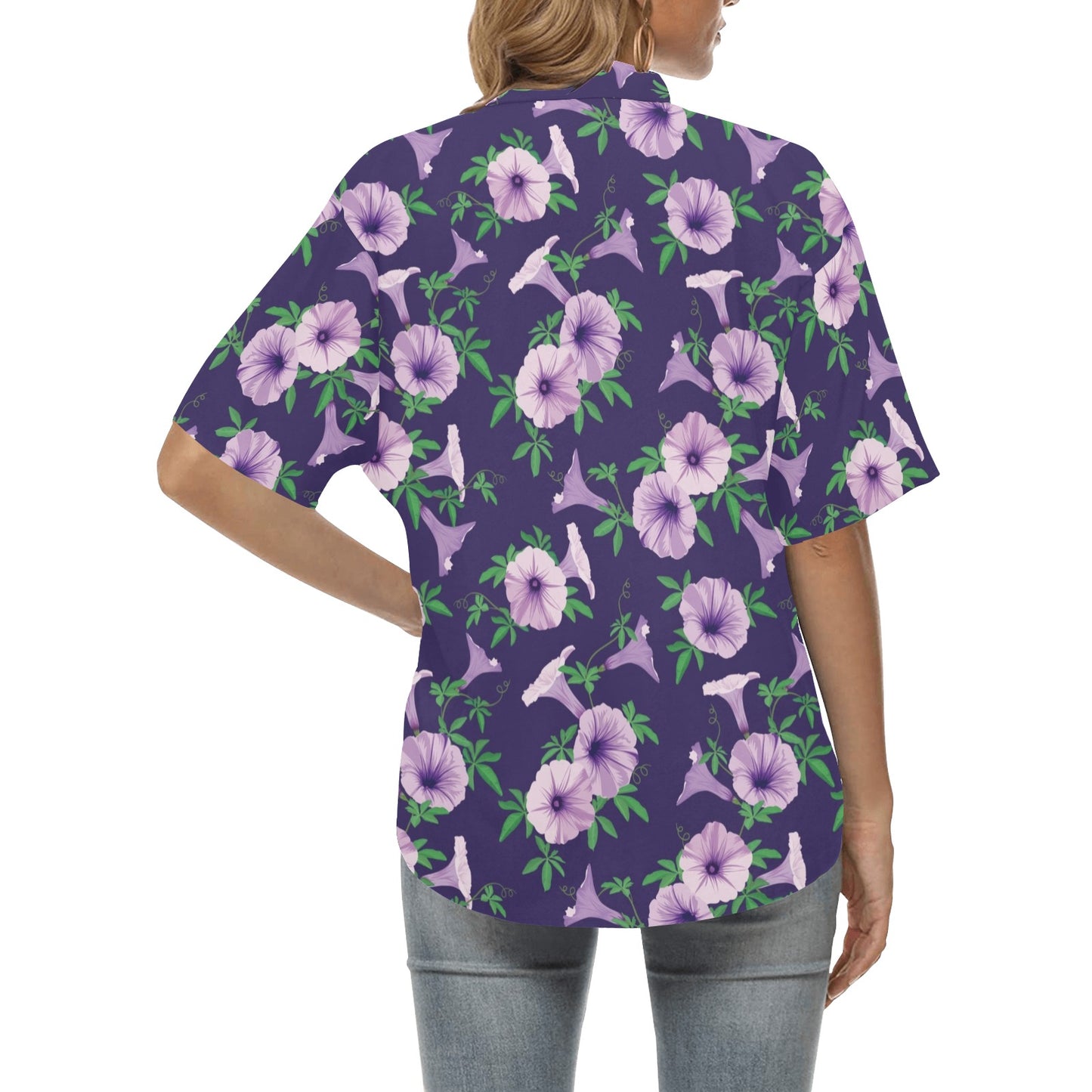 Morning Glory Pattern Print Design MG01 Women's Hawaiian Shirt