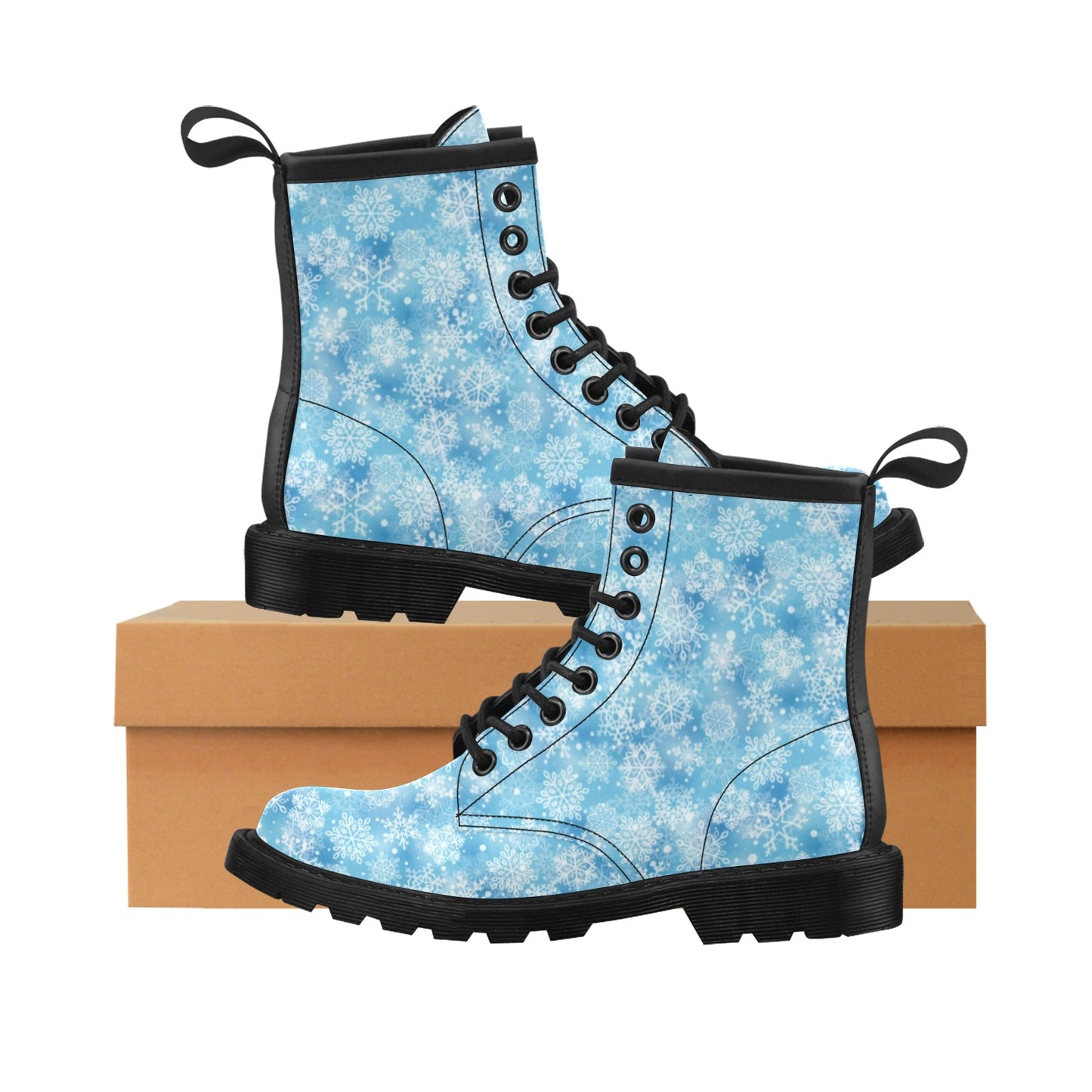 Snowflake Blue Print Design LKS301 Women's Boots