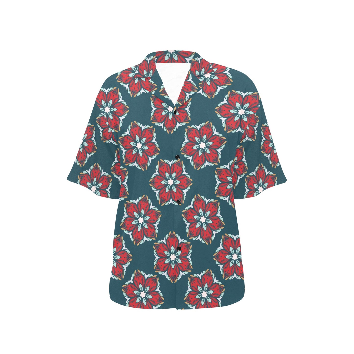 Poinsettia Pattern Print Design A03 Women's Hawaiian Shirt